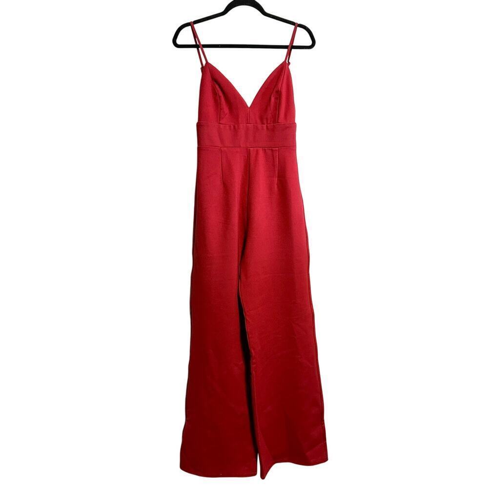 Lulus Classic Babe Wine Red Sleeveless Wide Leg Jumpsuit Size M
